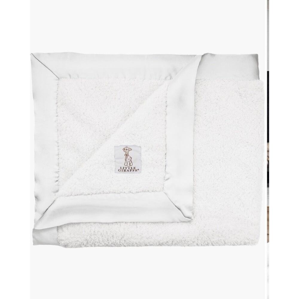 Little Giraffe Baby Blanket Cream Chenille Satin Trim 29 x 35 NWT $79